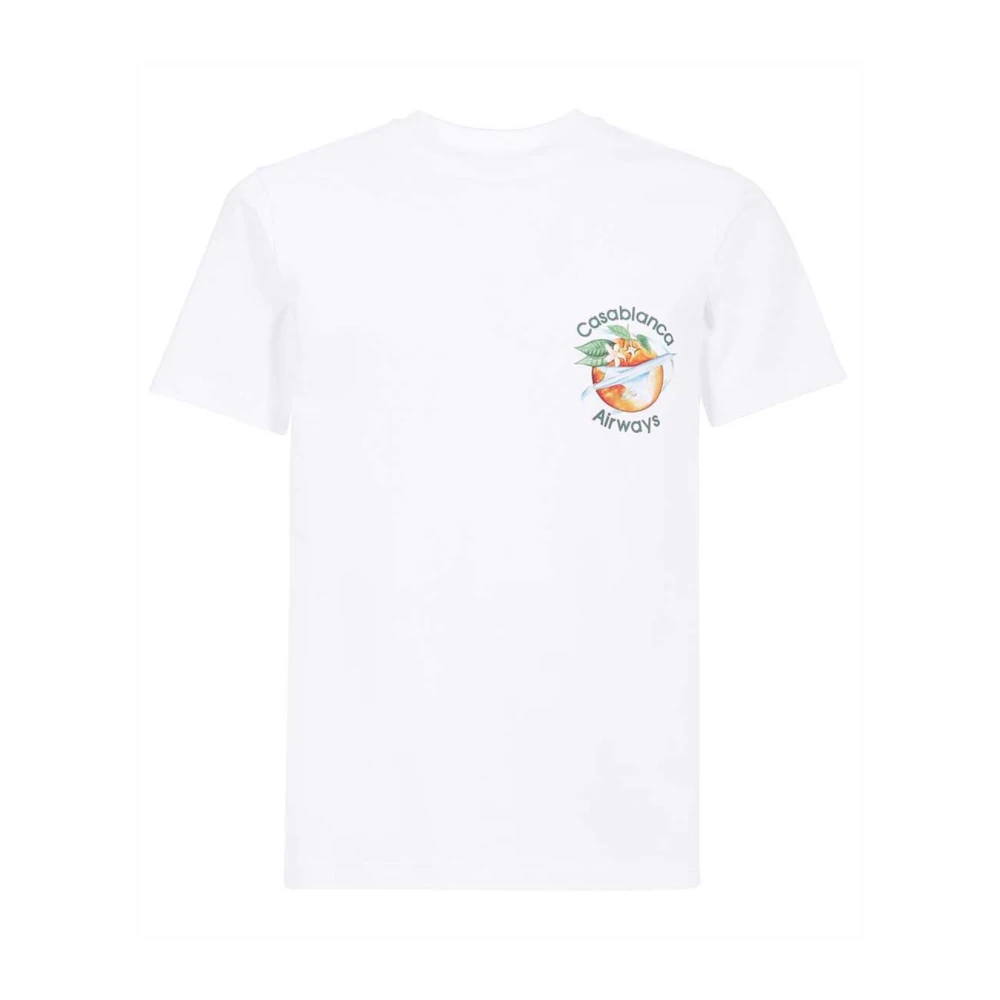 Casablanca Orbit Rond Oranje Wit T-Shirt White Heren