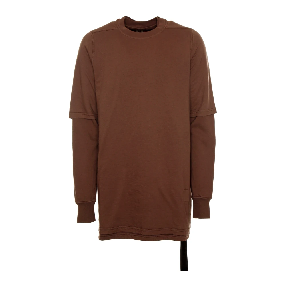 Rick Owens Oversized Sweatshirt med fastsydd T-shirt Brown, Herr