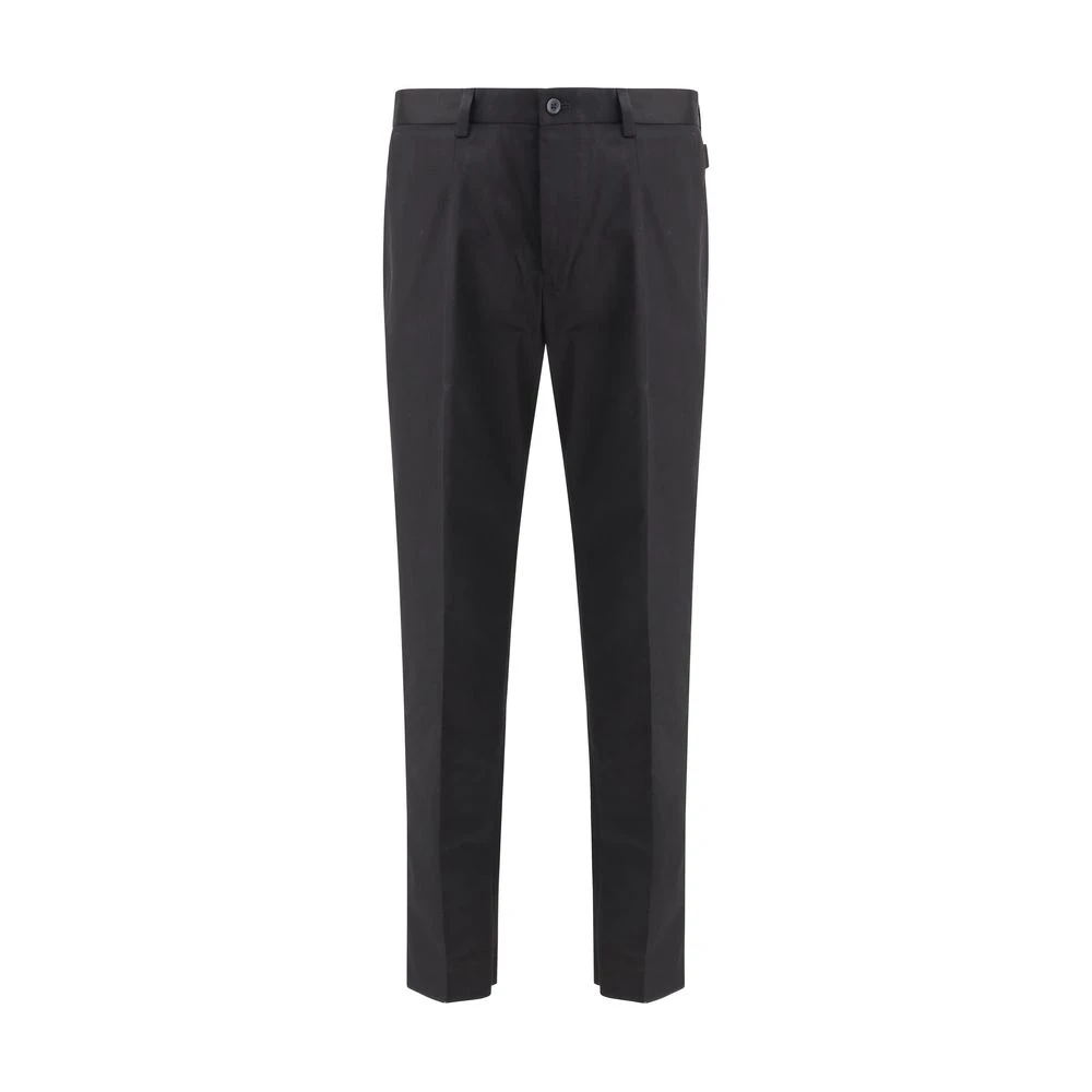 Dolce & Gabbana Katoenen broek met knoop en rits Black Heren