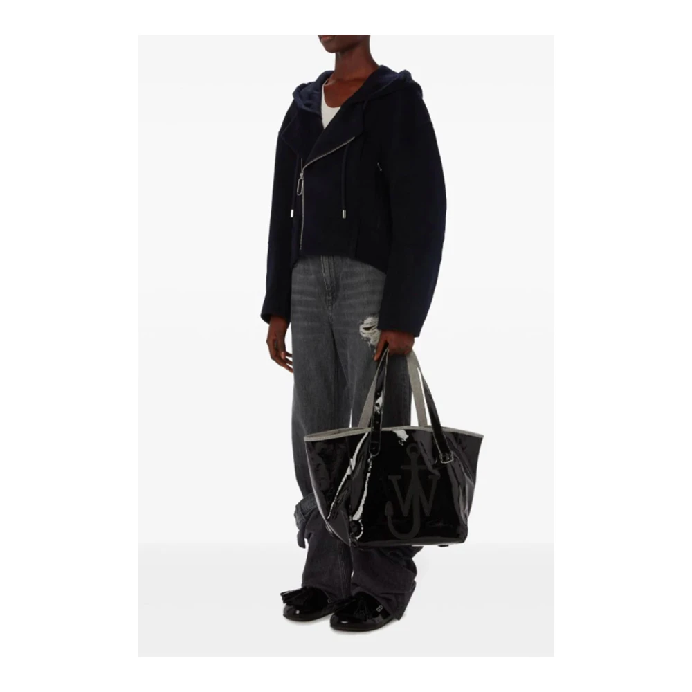 JW Anderson Blauwe Wollen Biker Stijl Jas Blue Dames