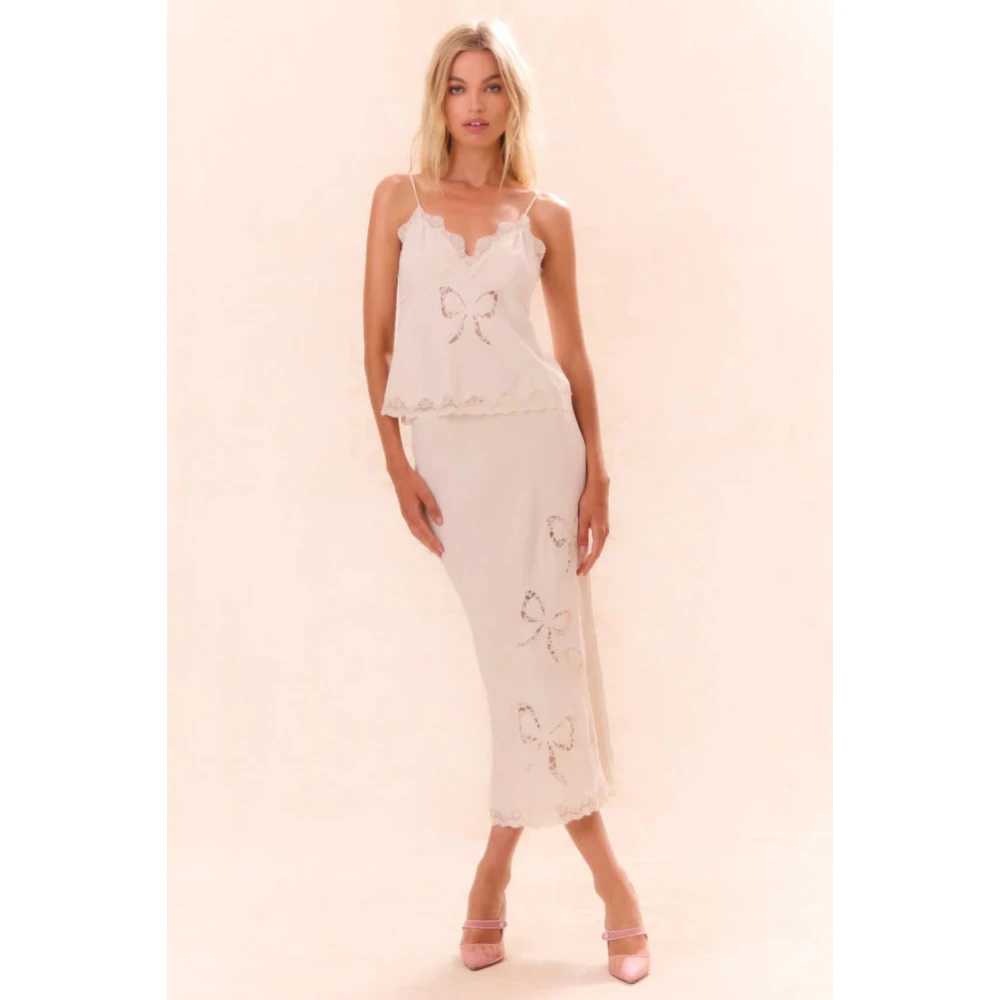 Loveshackfancy Fox Bow Cami Top Beige Dames