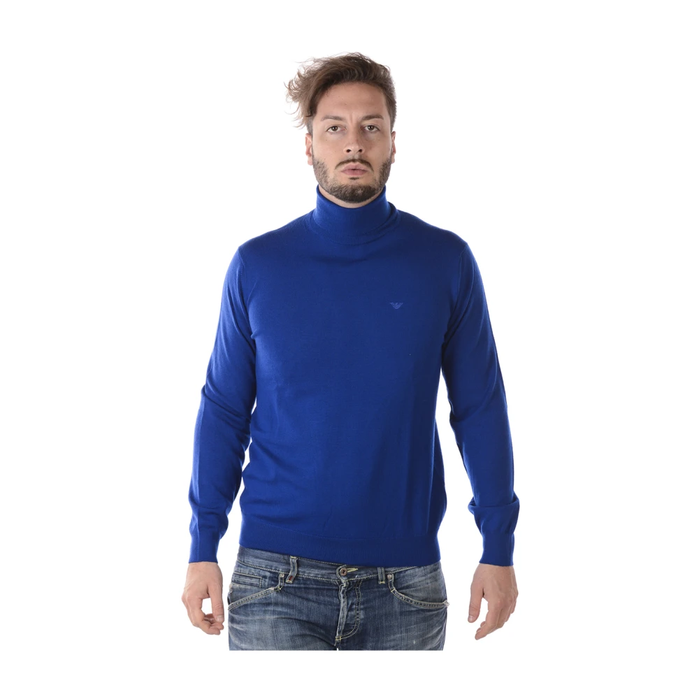 Emporio Armani Men's Blue Turtleneck Jumper - Turtlenecks - 2XL - Knitwear