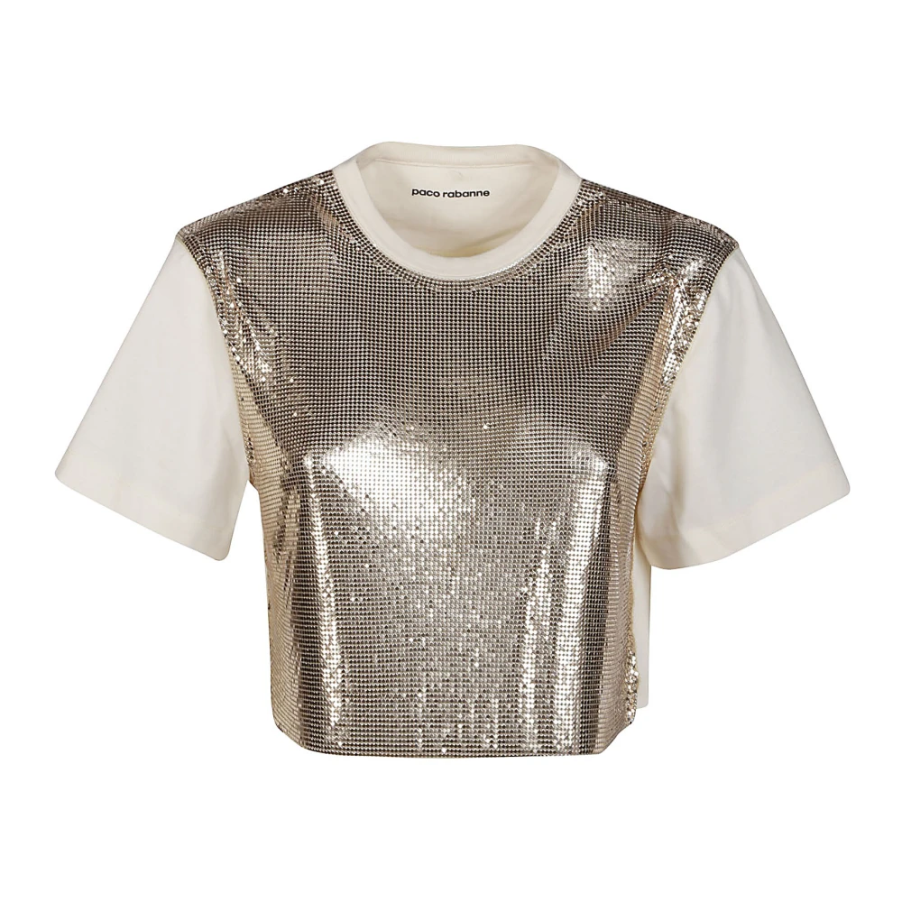 Paco Rabanne Nude Cropped T-Shirt Beige Dames