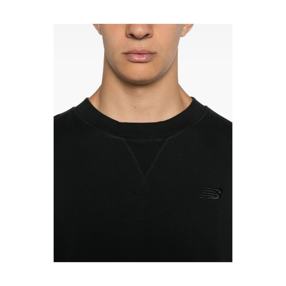 New Balance Zwarte Katoenen Crew Neck Sweater Black Heren