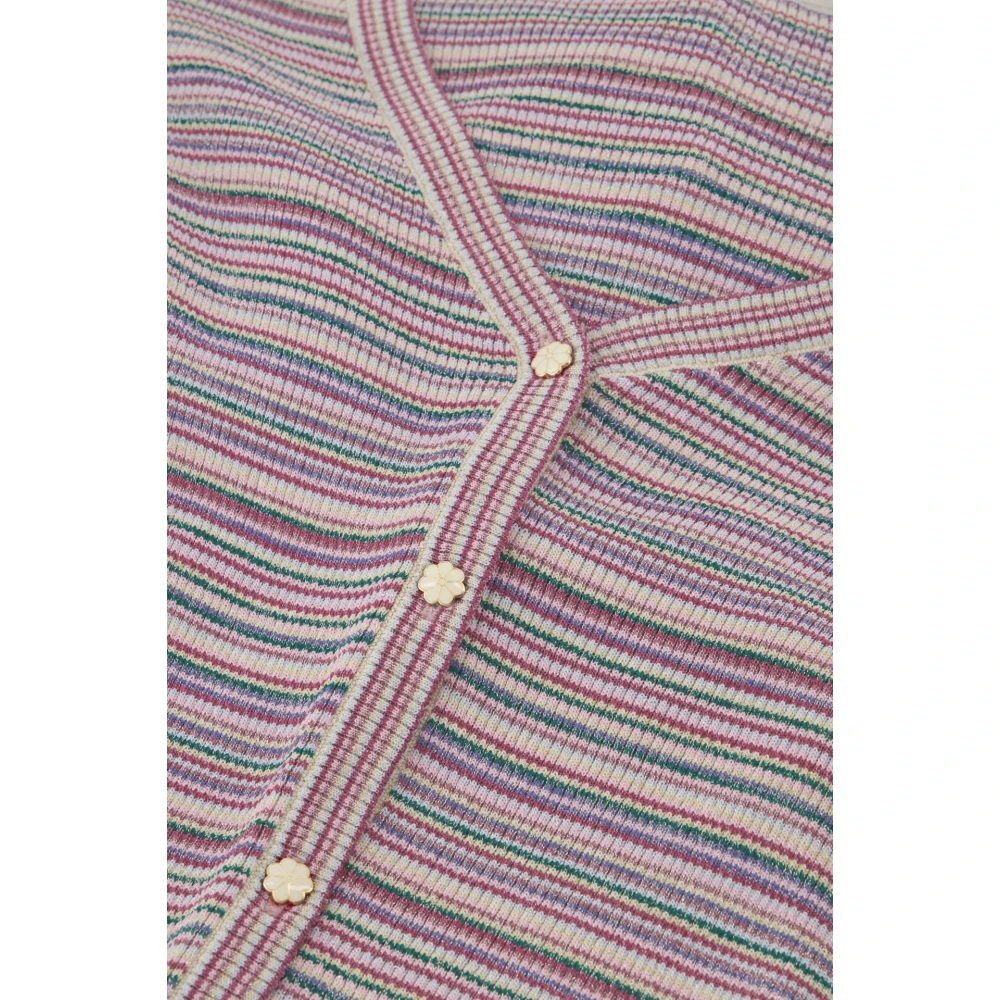 Fabienne Chapot Gestreepte V-hals Vest Pink Dames