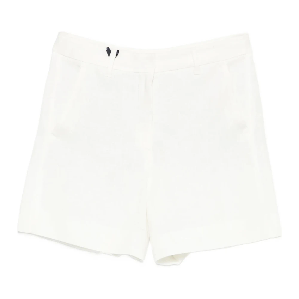 Max Mara Kvinno Vit Shorts Dam, S, Linne, Party Linneshorts
