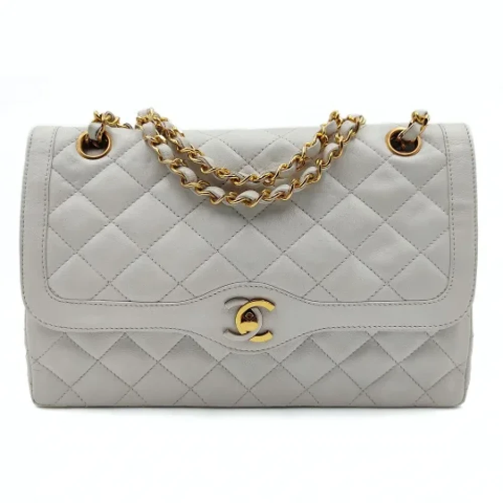 Chanel Vintage Beperkte oplage wit leren Chanel Flap Tas White