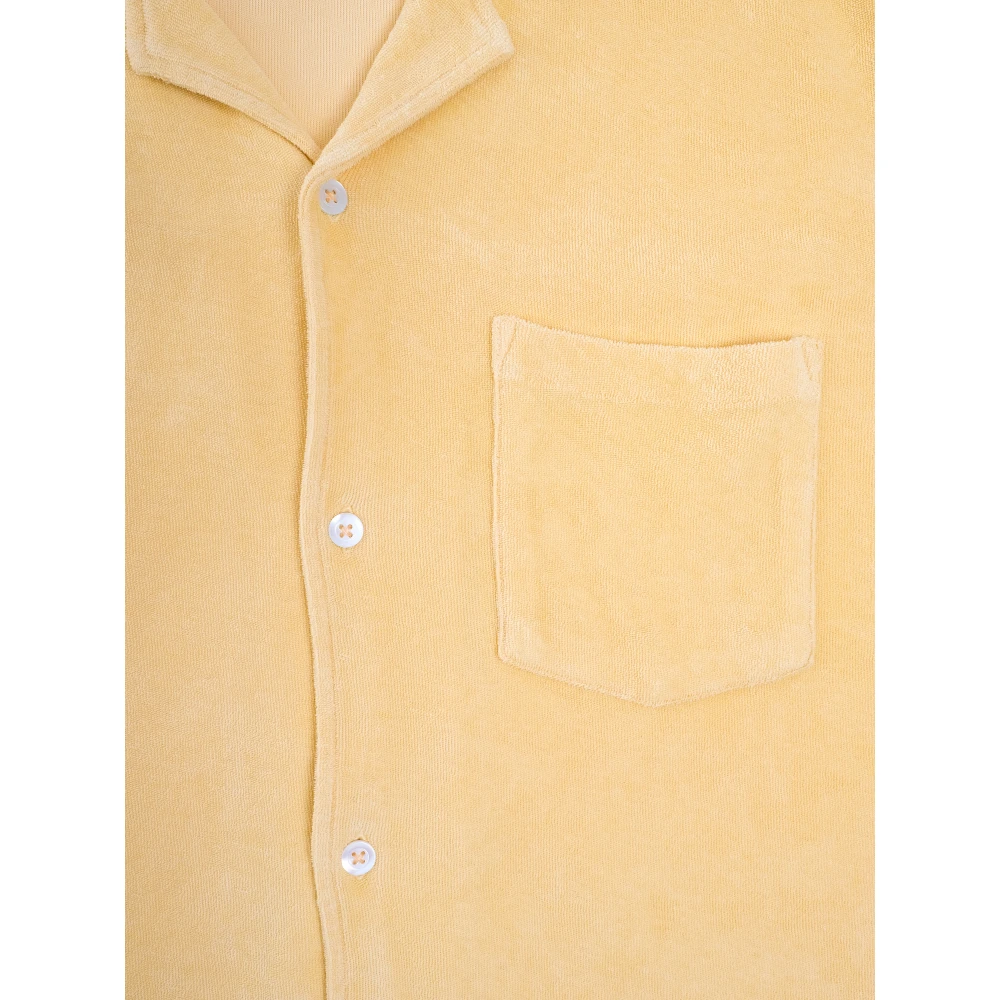 Hartford Terry Cotton Short-Sleeved Shirt Yellow Heren