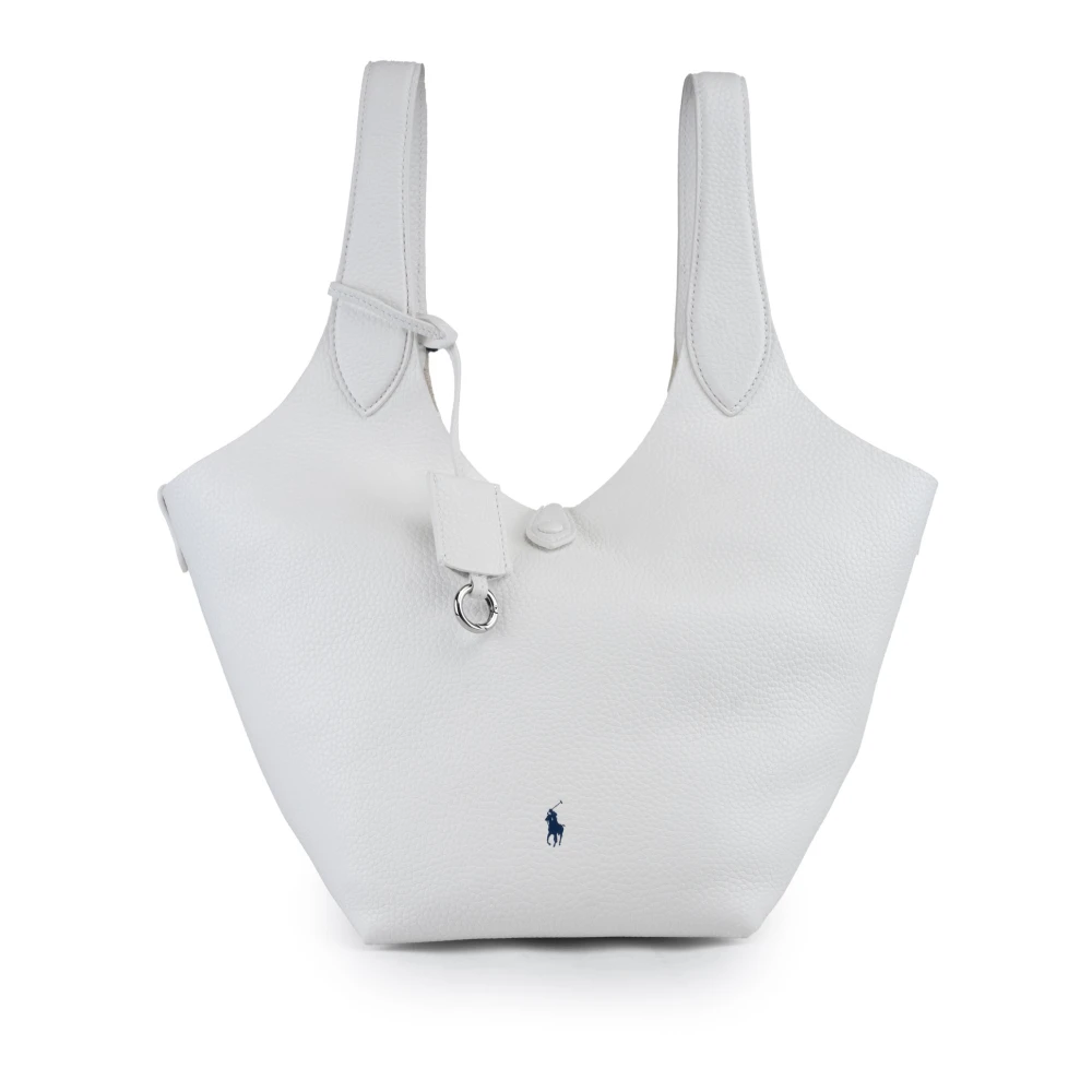 Polo Ralph Lauren Leren handtas met voorlogo borduurwerk White Dames