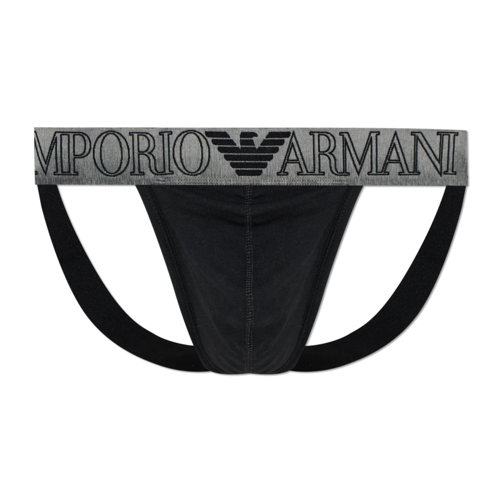 Emporio Armani Mannelijk Zwart Asv Megalogo Jersey Jockstrap