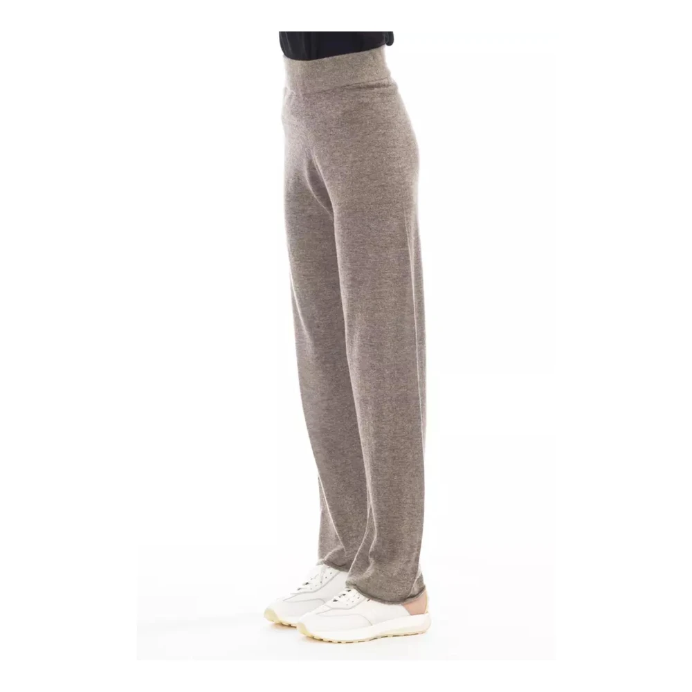 Alpha Studio Bruine Nylon Hoge Taille Broek Brown Dames