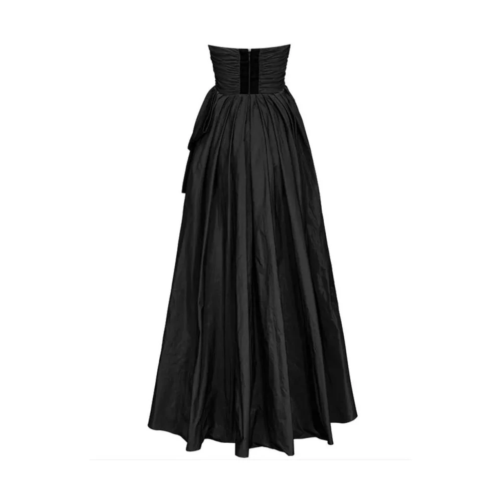 pinko Zwarte Mouwloze Taffeta Lange Jurk Black Dames