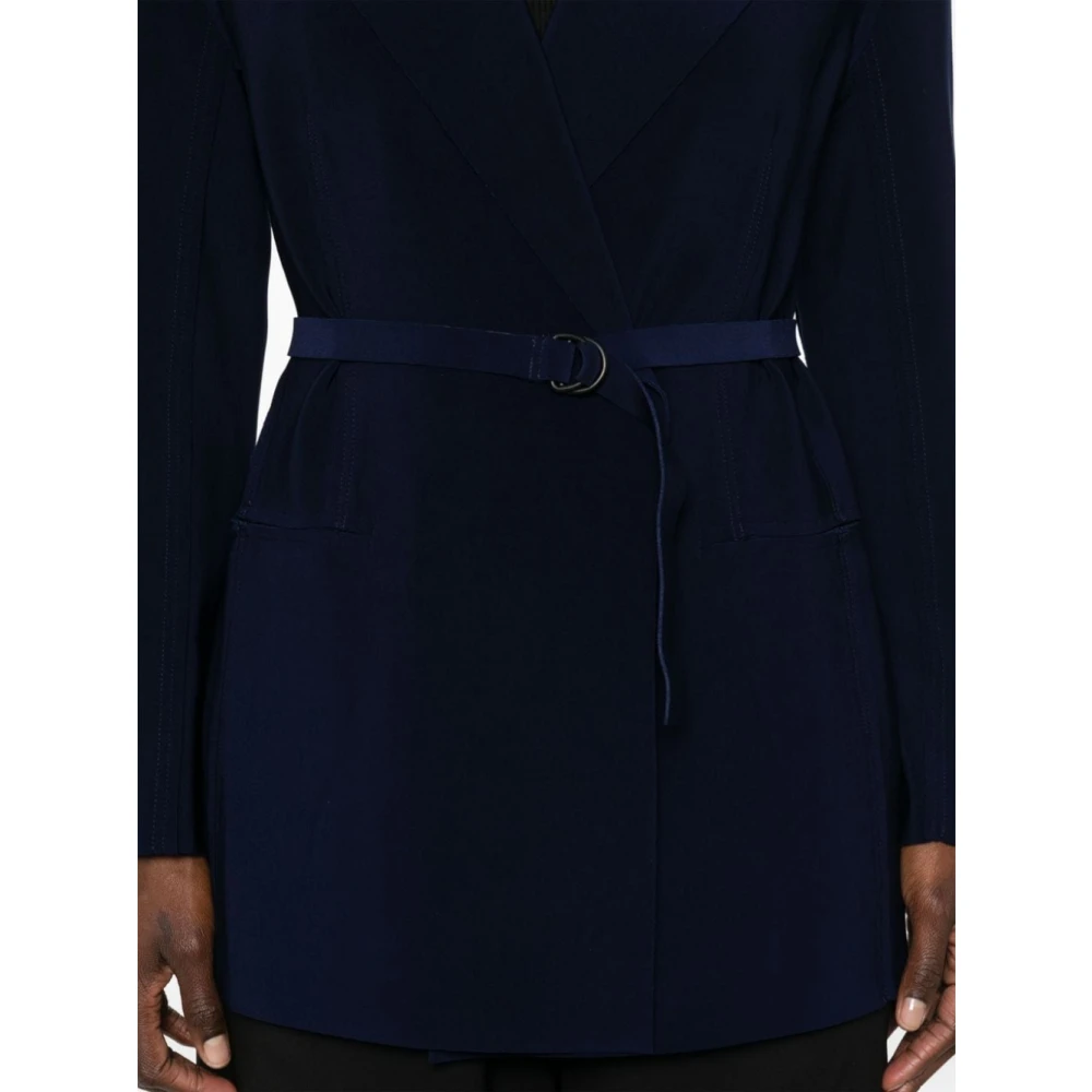 Norma Kamali Navy Blue Scuba Jersey Blazer Blue Dames