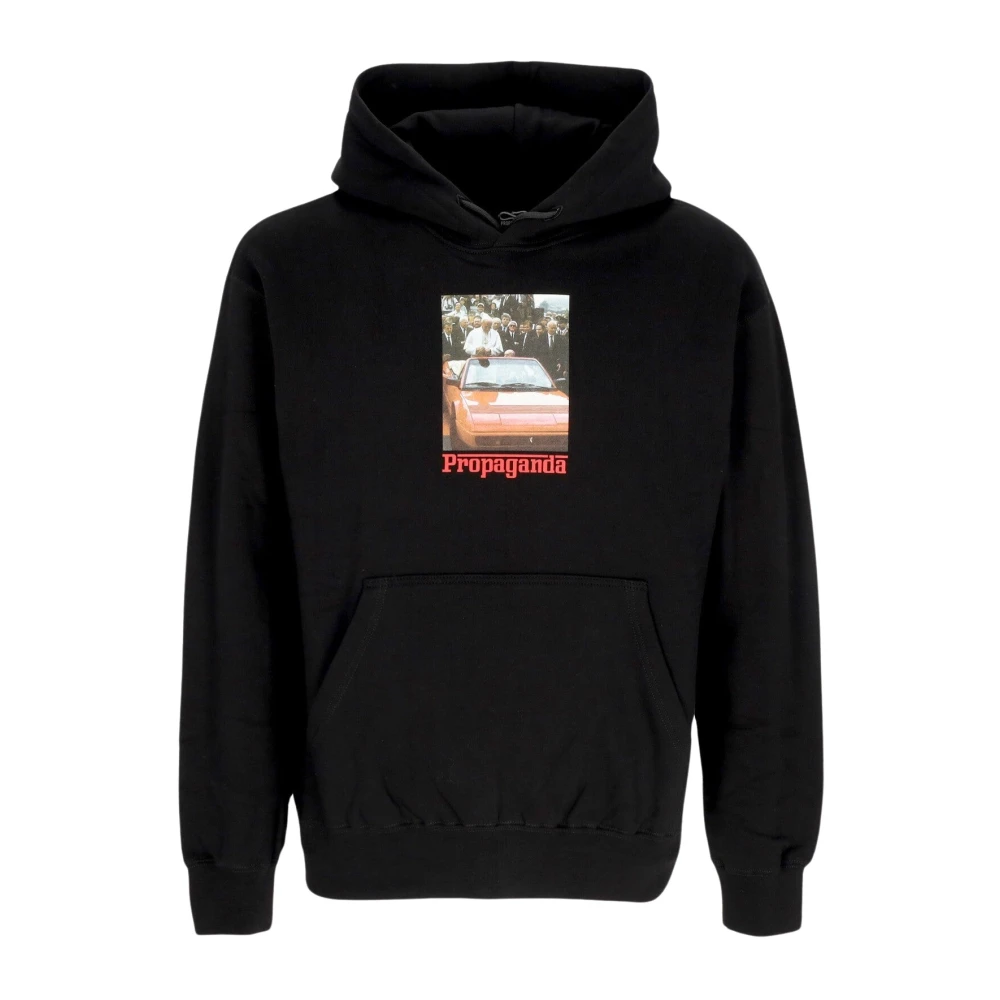 Propaganda Black Hoodies, Male, Xs, Hoodie With Kangaroo Pocket