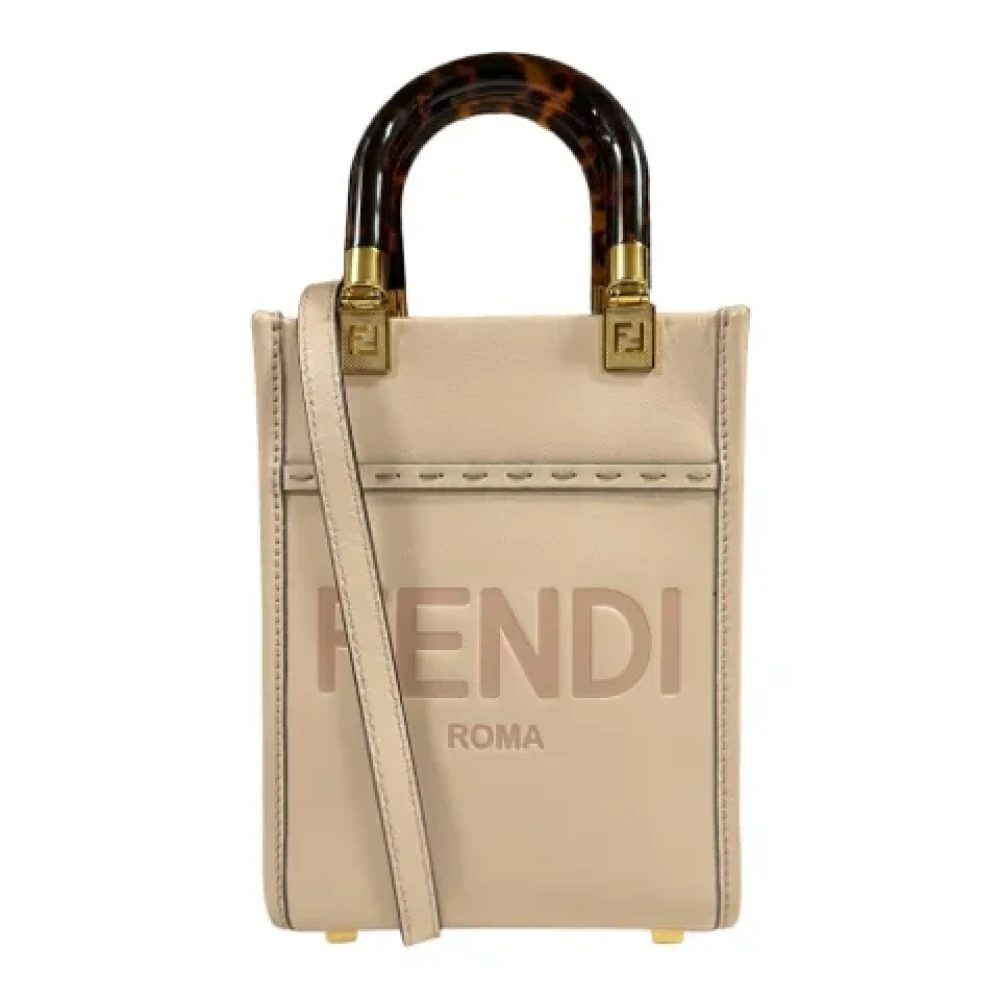 Fendi Vintage Pre-owned Leather fendi-bags Beige Dames