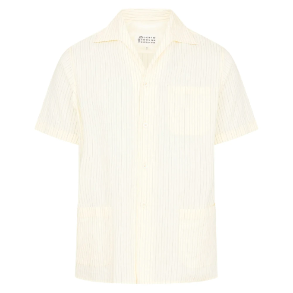 Maison Margiela Gestreept korte mouw overhemd White Heren