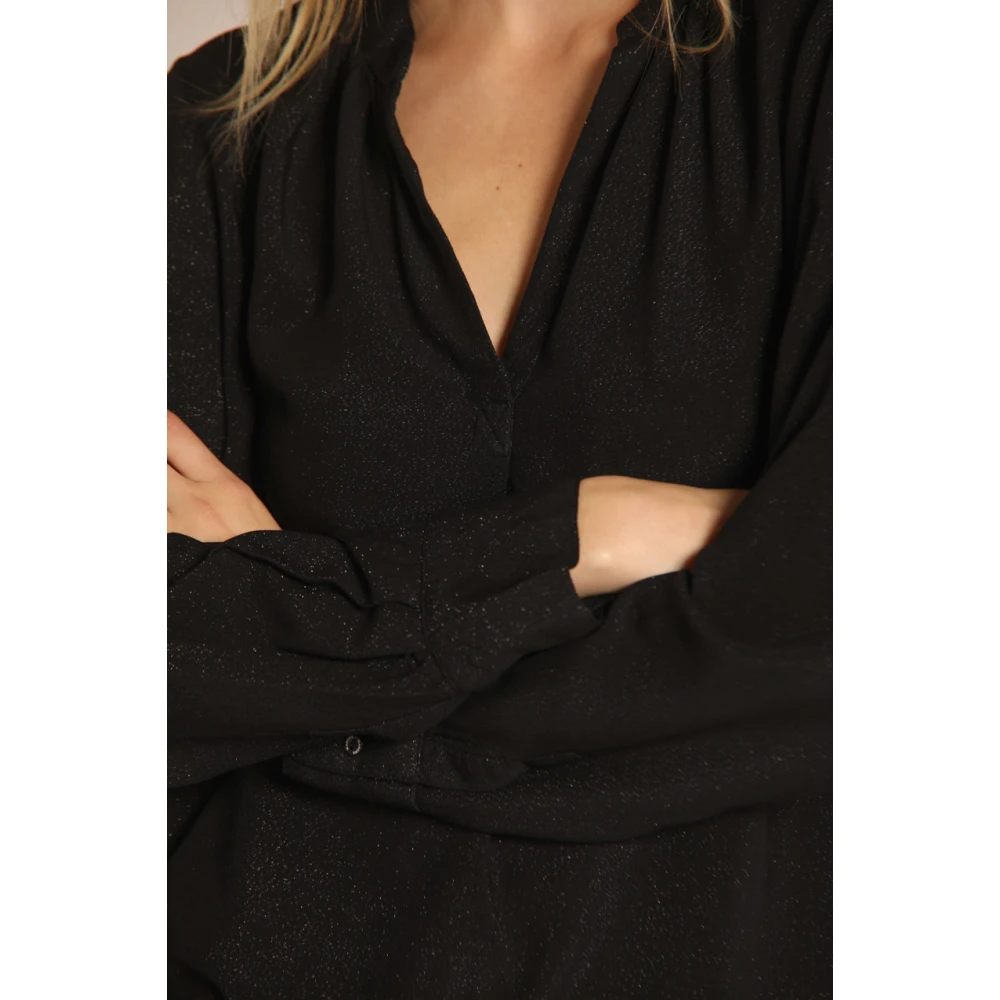 Mason's Adele Lurex Shirt met Lange Mouwen Black Dames