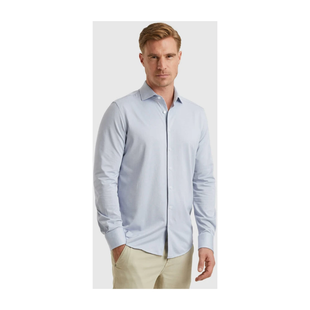 Vanguard Lange Mouw Oxford Jersey Shirt Blue Heren