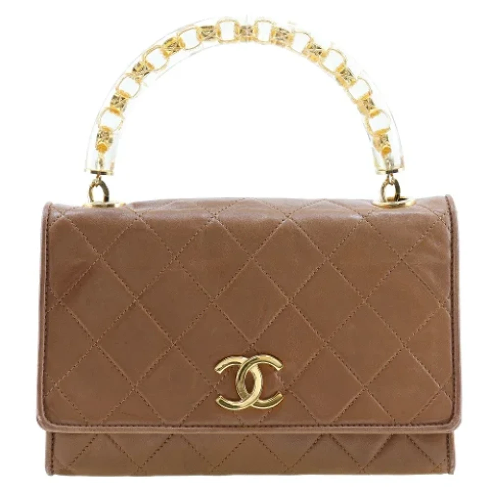 Chanel Vintage Pre-owned Leather handbags Beige Dames
