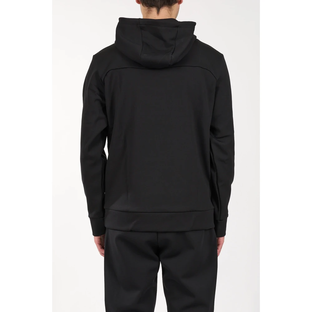 Hugo Boss Katoenen hoodie met voorlogo Black Heren