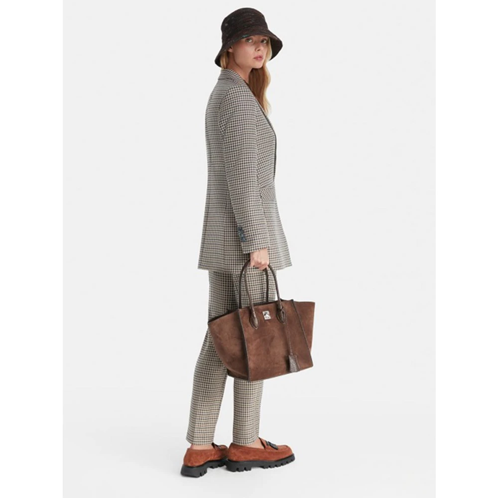 Ermanno Scervino Bruine suède Maggie tas met krokodillenprint details Brown Dames