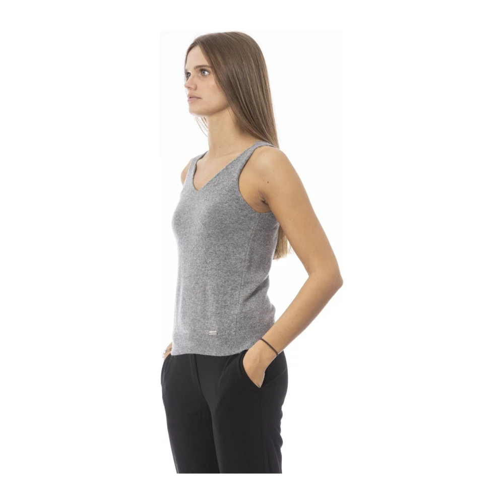 Baldinini Tijdloze Elegantie V-Hals Tanktop Gray Dames