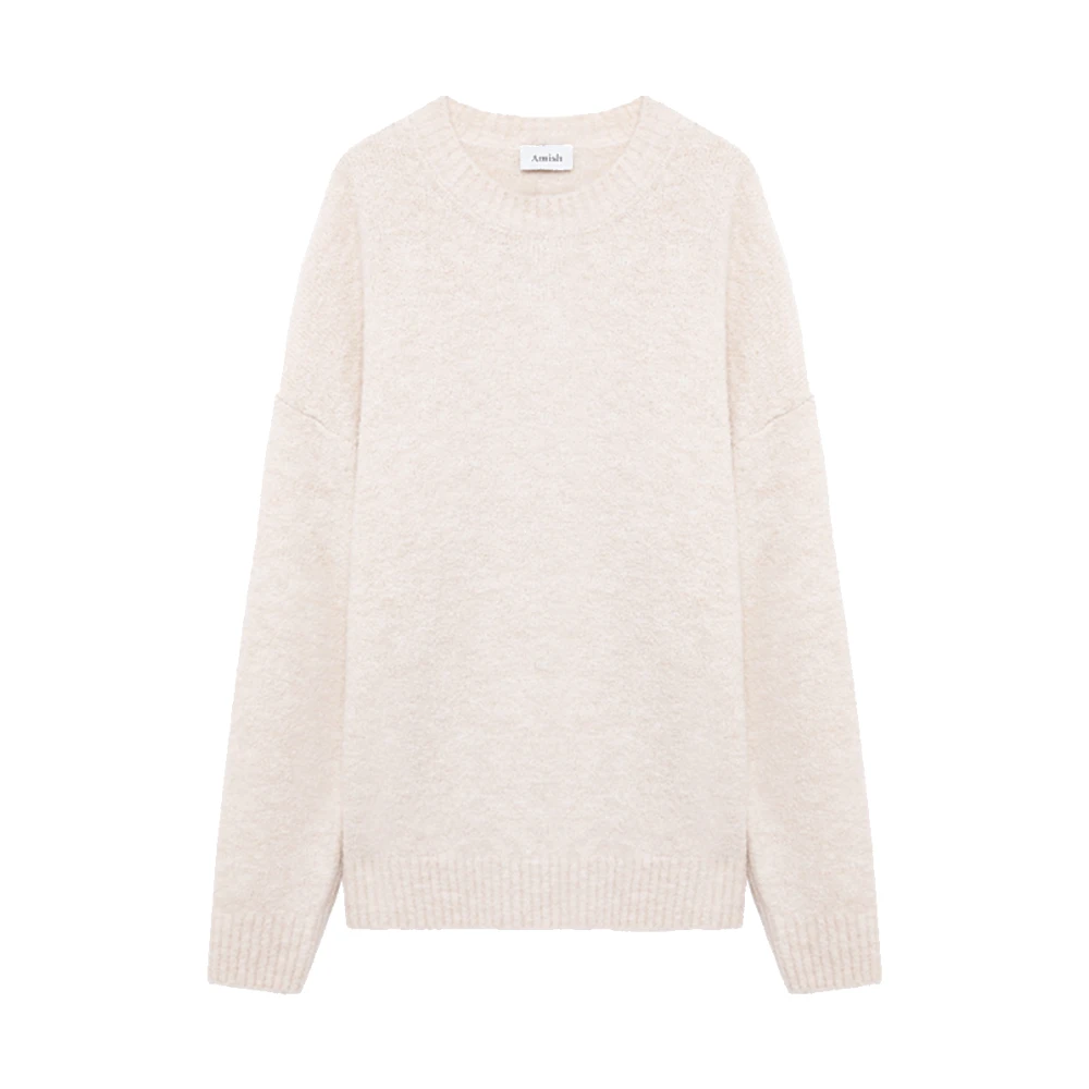 Amish Boucle Gebreide Trui Off White Heren