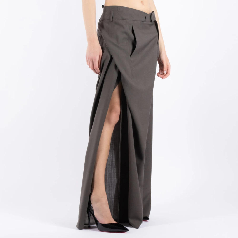 MM6 Maison Margiela Wijde Pijp Wol Broek Gray Dames