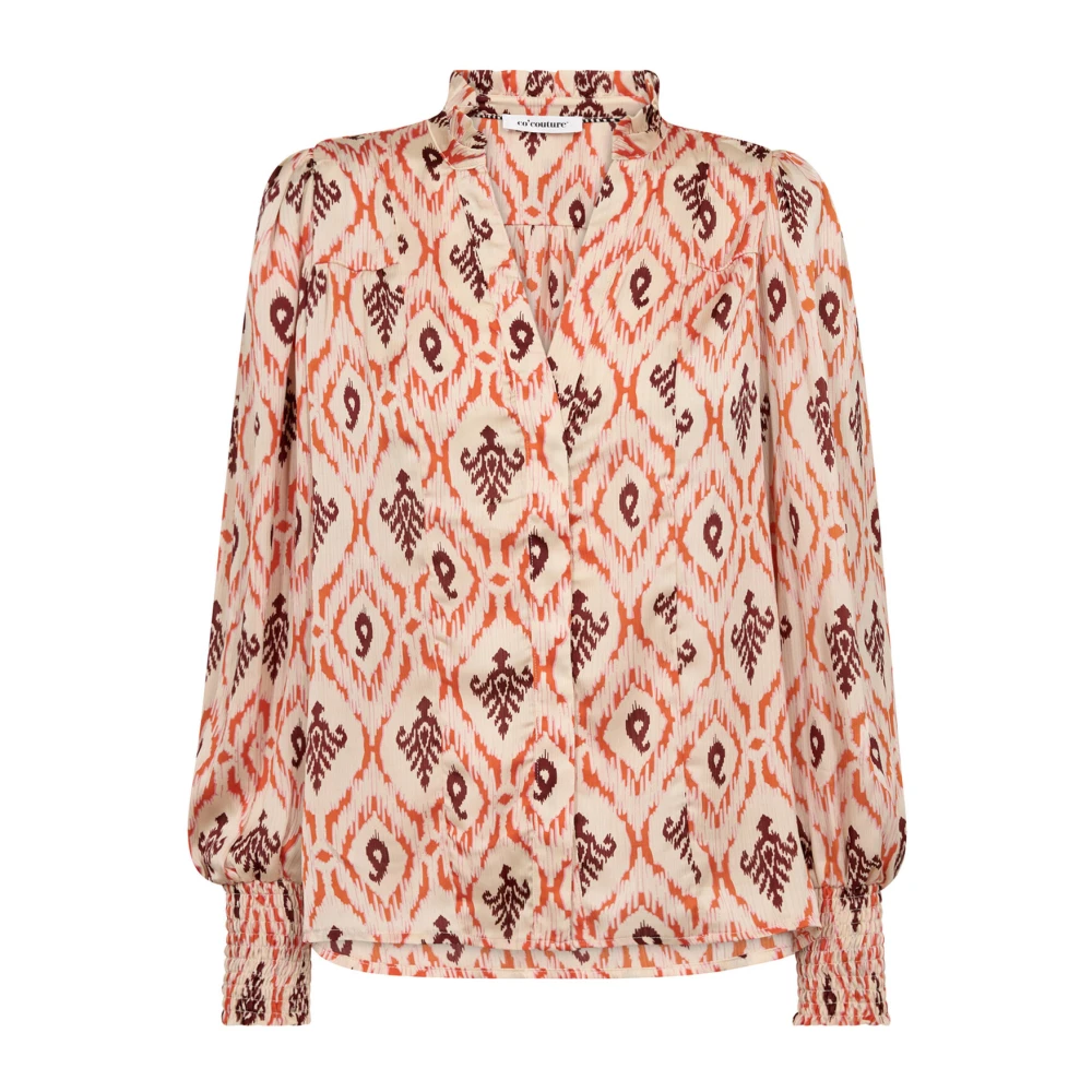 Co'Couture Feminine V-hals blouse met pofmouwen Multicolor Dames