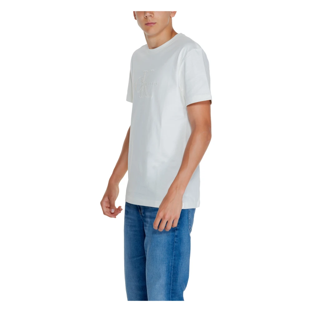 Calvin Klein Jeans Heren T-shirt Monologo Applique White Heren