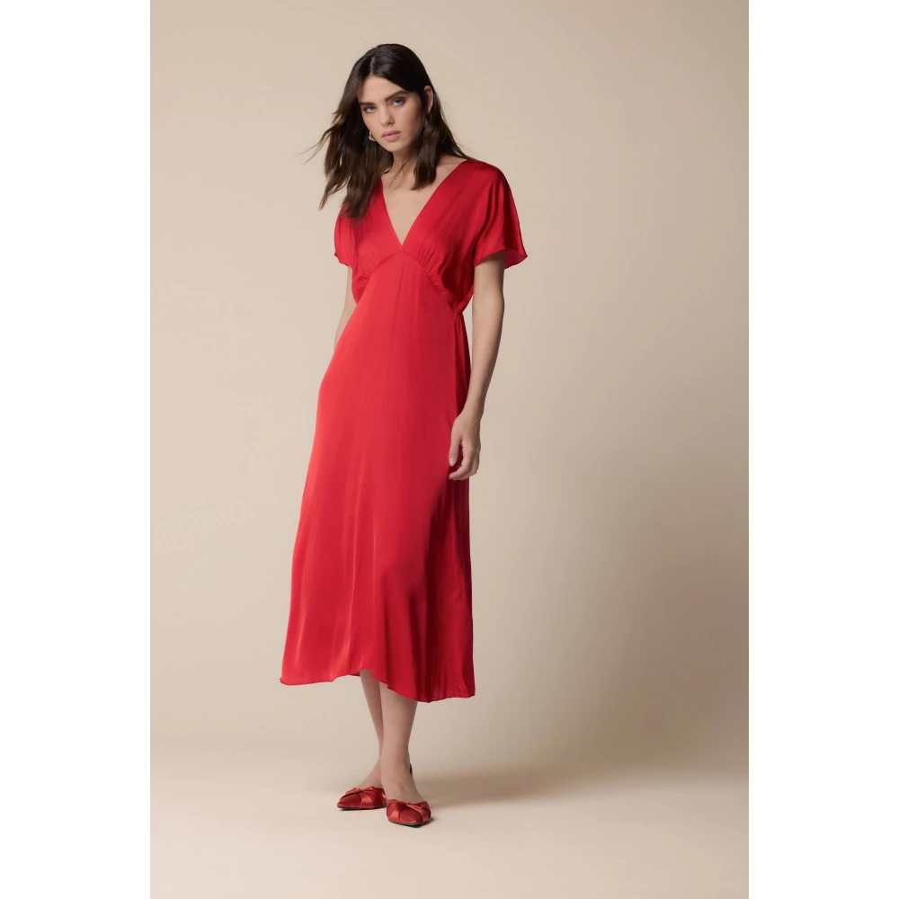 Kocca Stijlvolle Lange Jurk Minimalistische Stijl Red Dames
