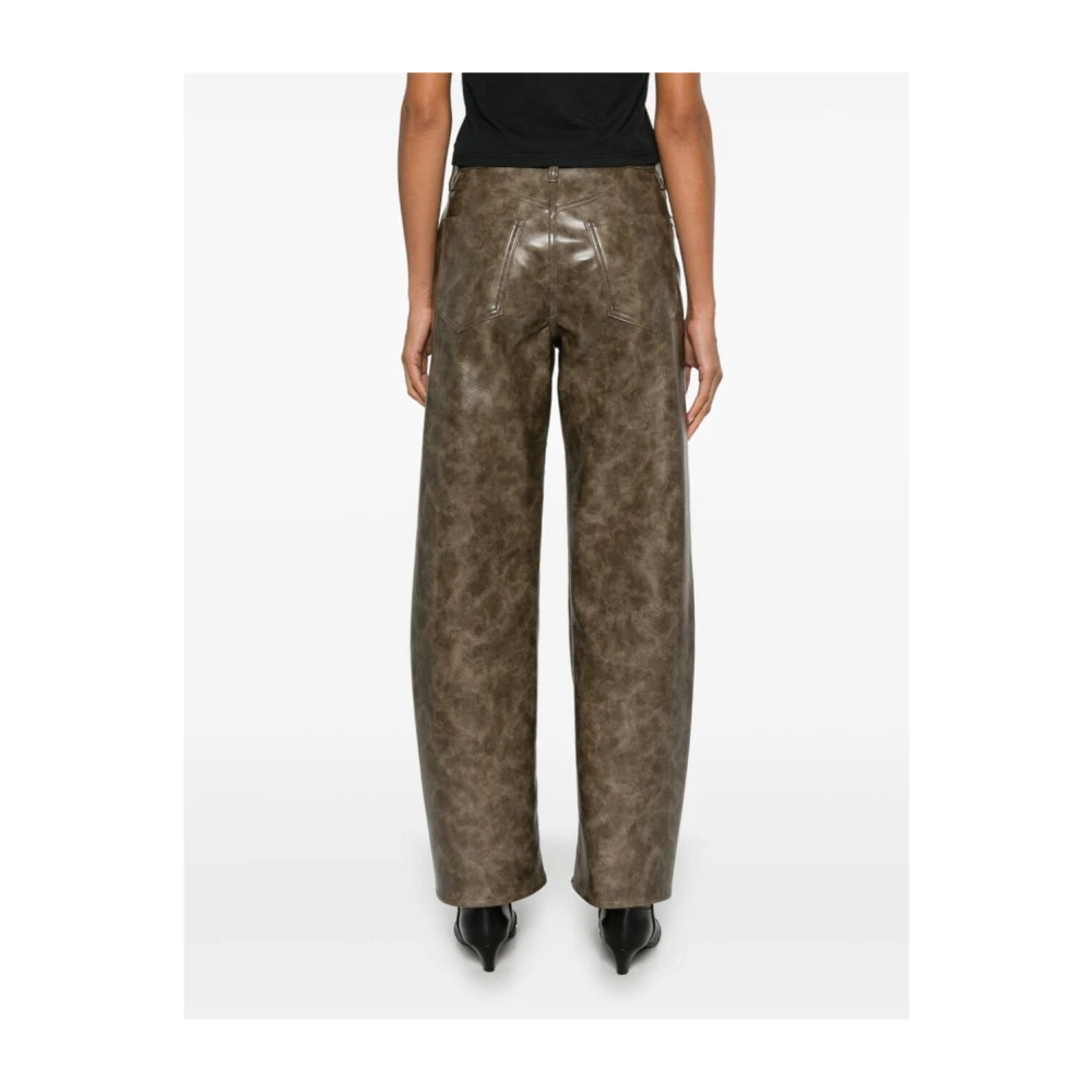 Agolde Gemarmerde olijfkleurige leren lage curve jeans Green Dames
