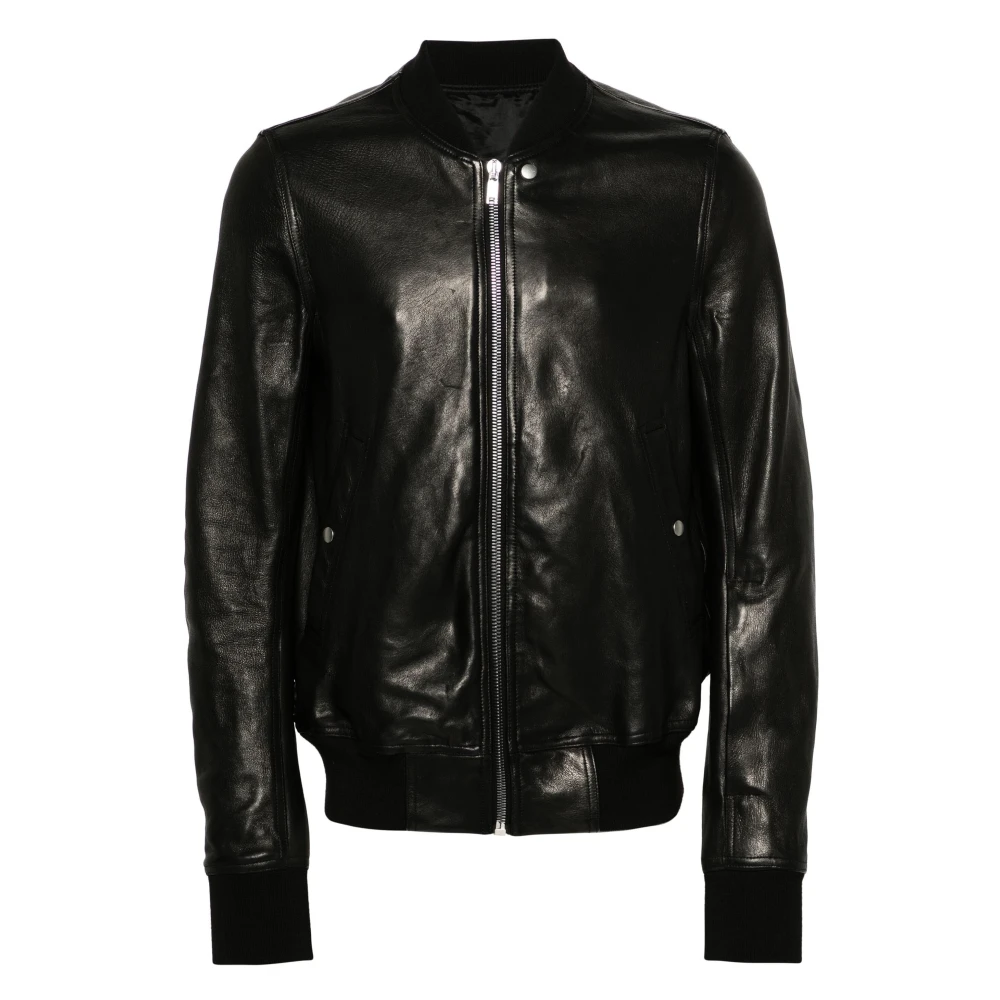 Rick Owens Zwarte Leren Vluchtjas Black Heren