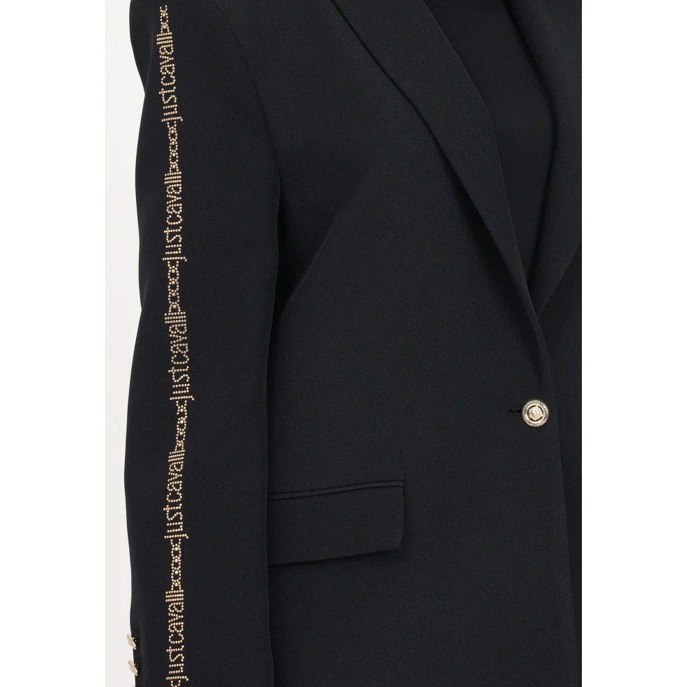 Just Cavalli Zwarte blazer met gouden strass-details Black Dames