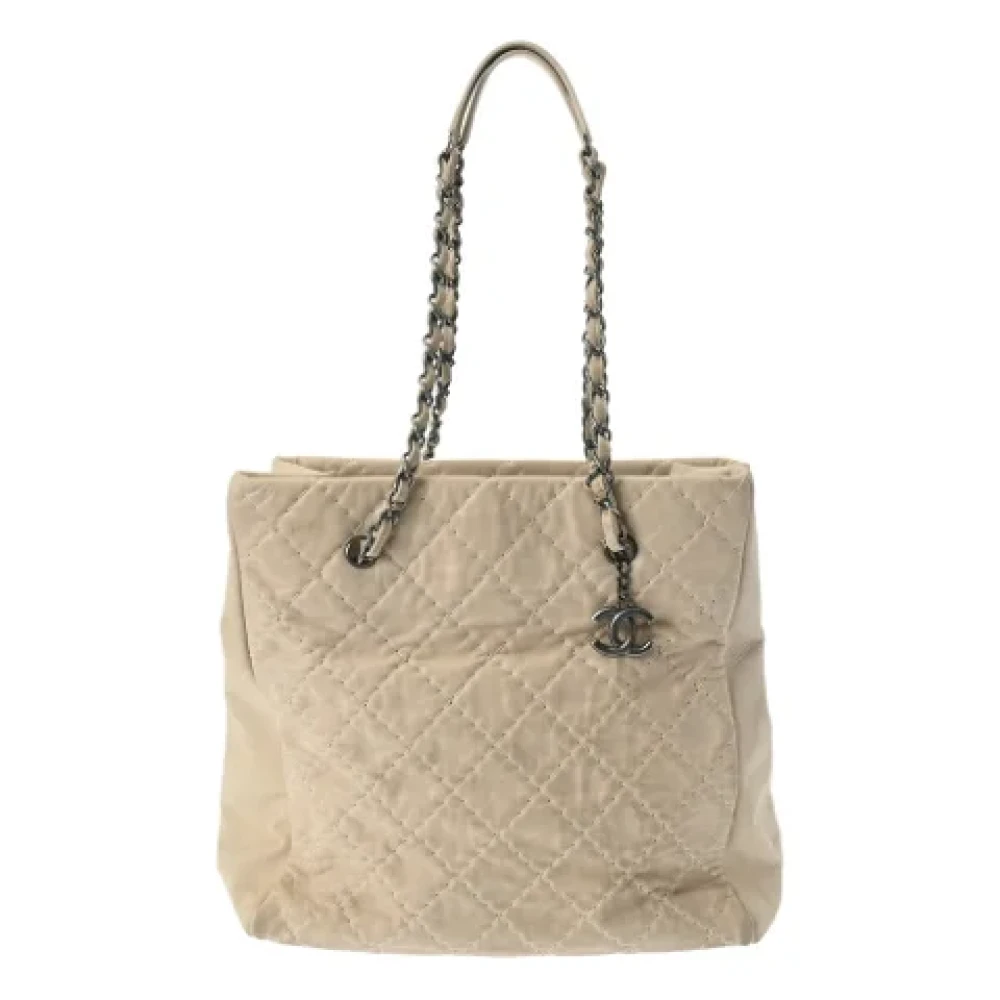 Chanel Vintage Pre-owned Leather totes Beige Dames