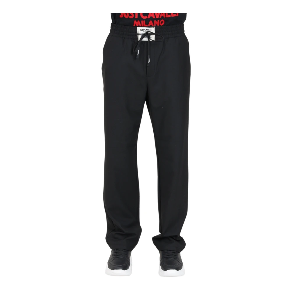 Just Cavalli Zwarte casual broek met logopatch Black Heren