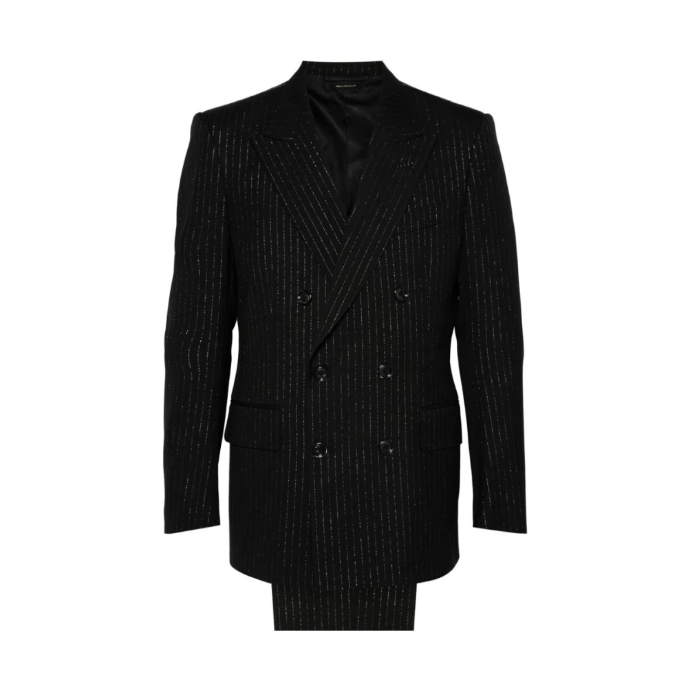 Tom Ford Zwart Pinstripe Blazer en Broek Set Black Heren