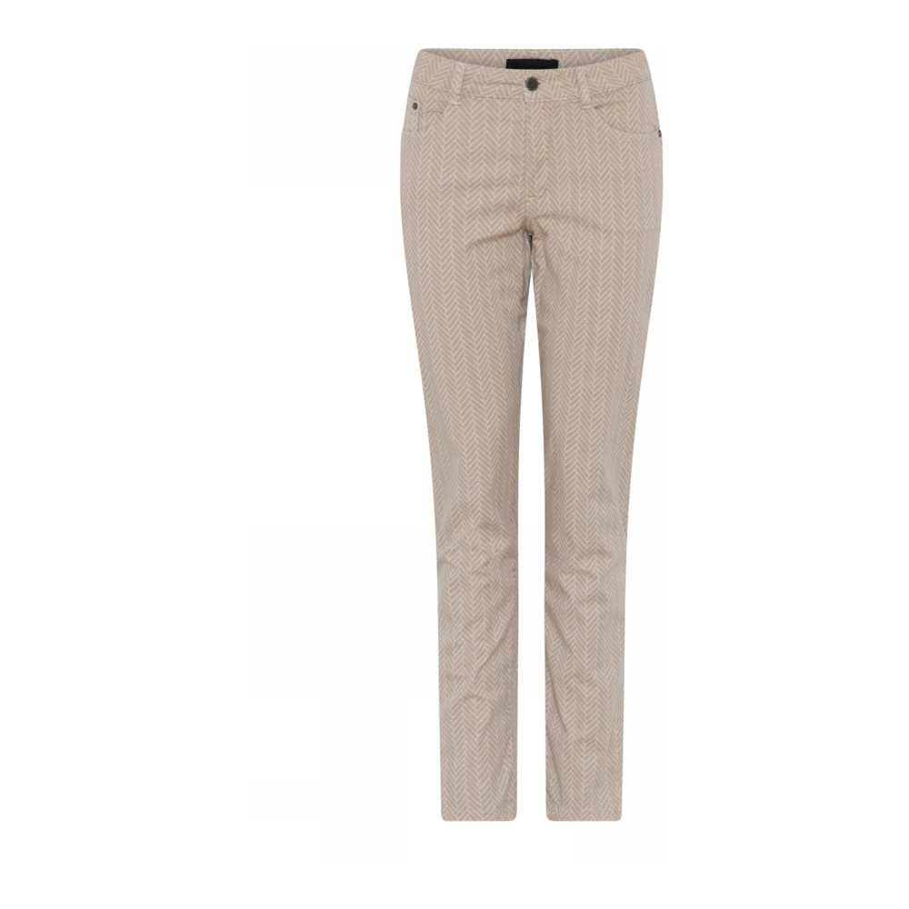 C.ro Women's Beige Herringbone Classic Style Trousers - Slim-Fit Trousers - Xs - Trousers