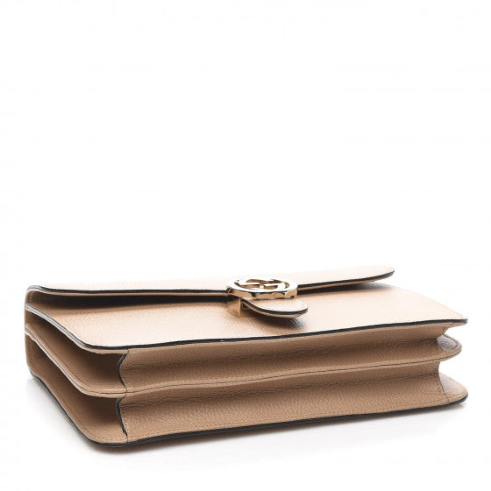 Gucci Camelia Leren Handtas met Kettingriem Beige Dames