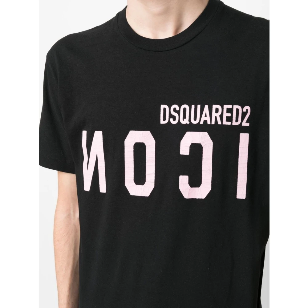 Dsquared2 Spiegel-Logo Zwart T-shirt en Polo Black Heren