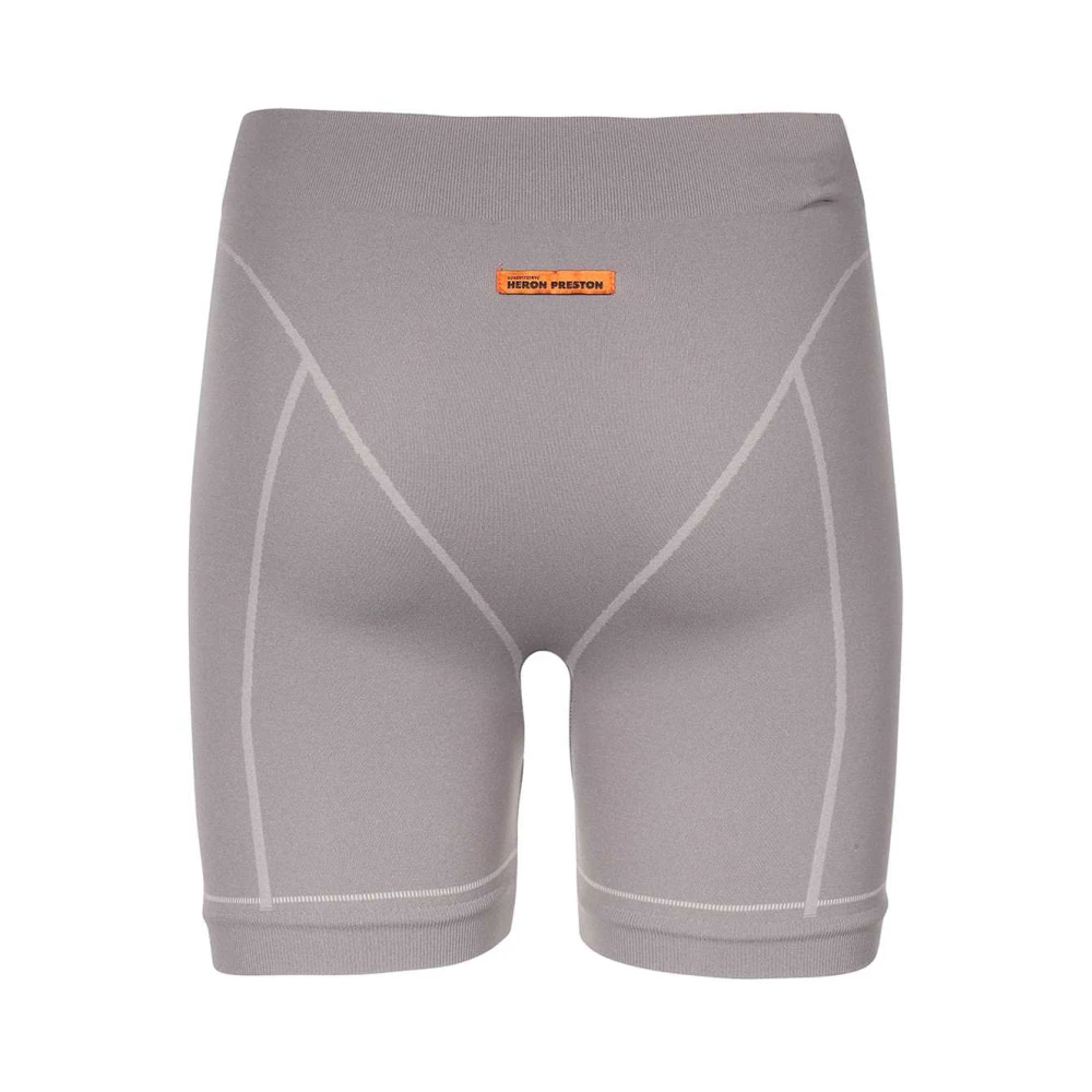Heron Preston Geribbelde Nylon Shorts met Voorlogo Gray Dames