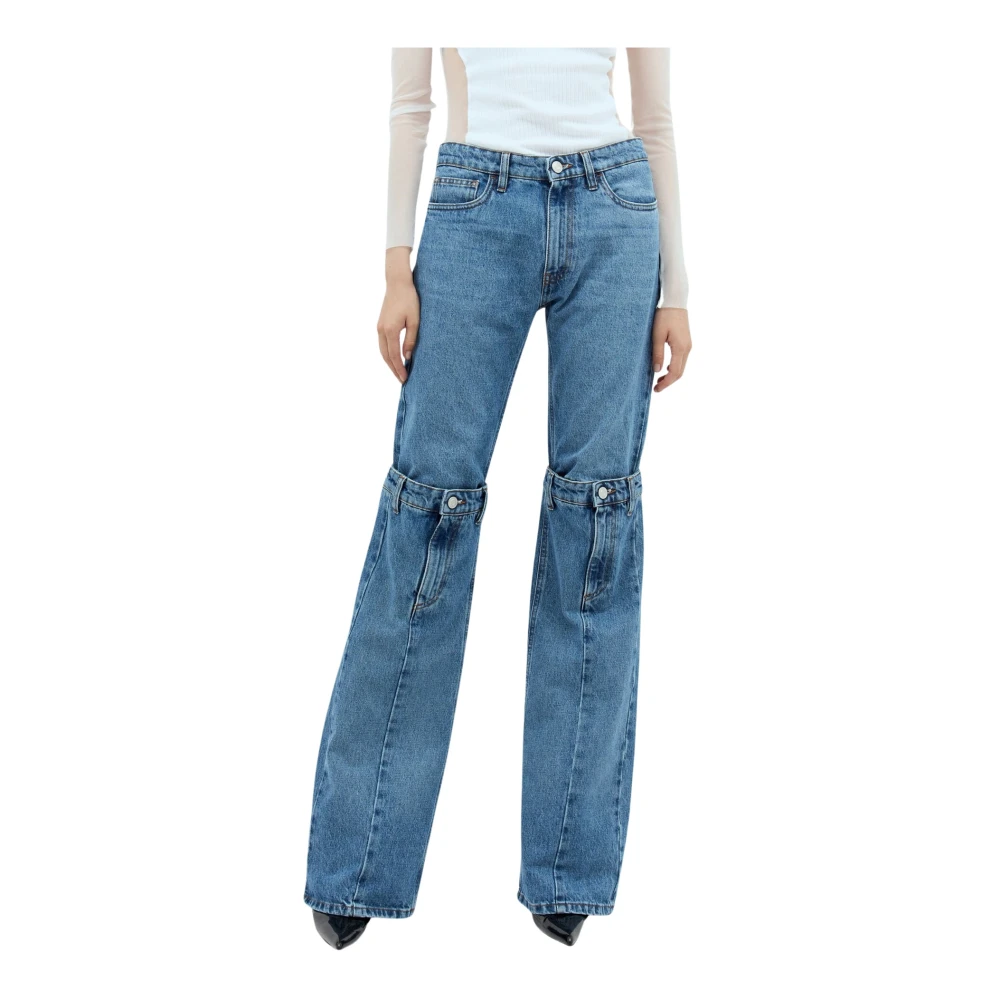 Coperni Open Knie Jeans met Knoopsluiting Blue Dames