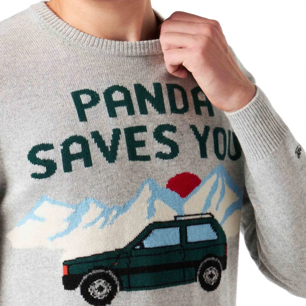 MC2 Saint Barth Heron Sweater met Panda Print Gray Heren