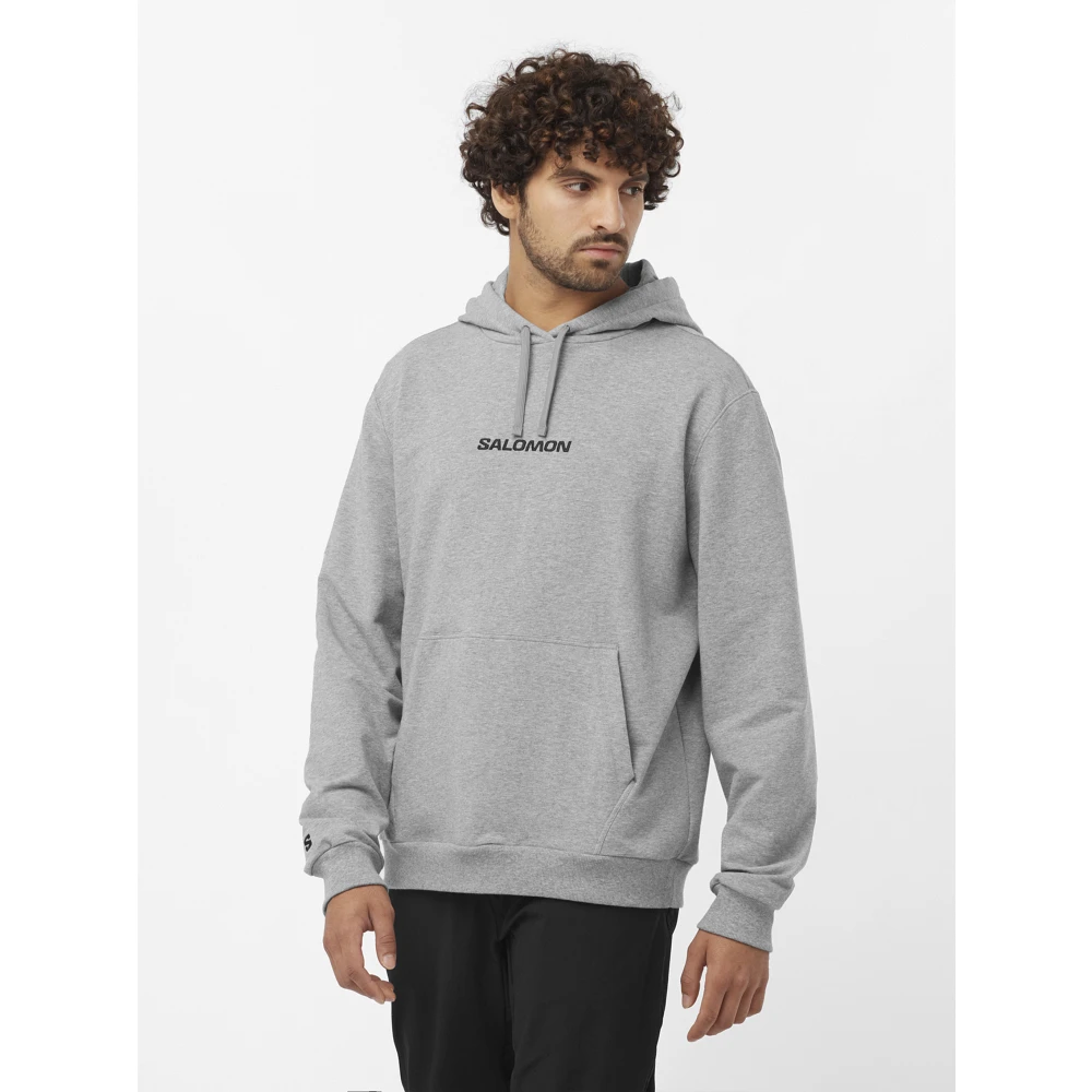 Salomon Logo Pull Over Hoody Gray Heren