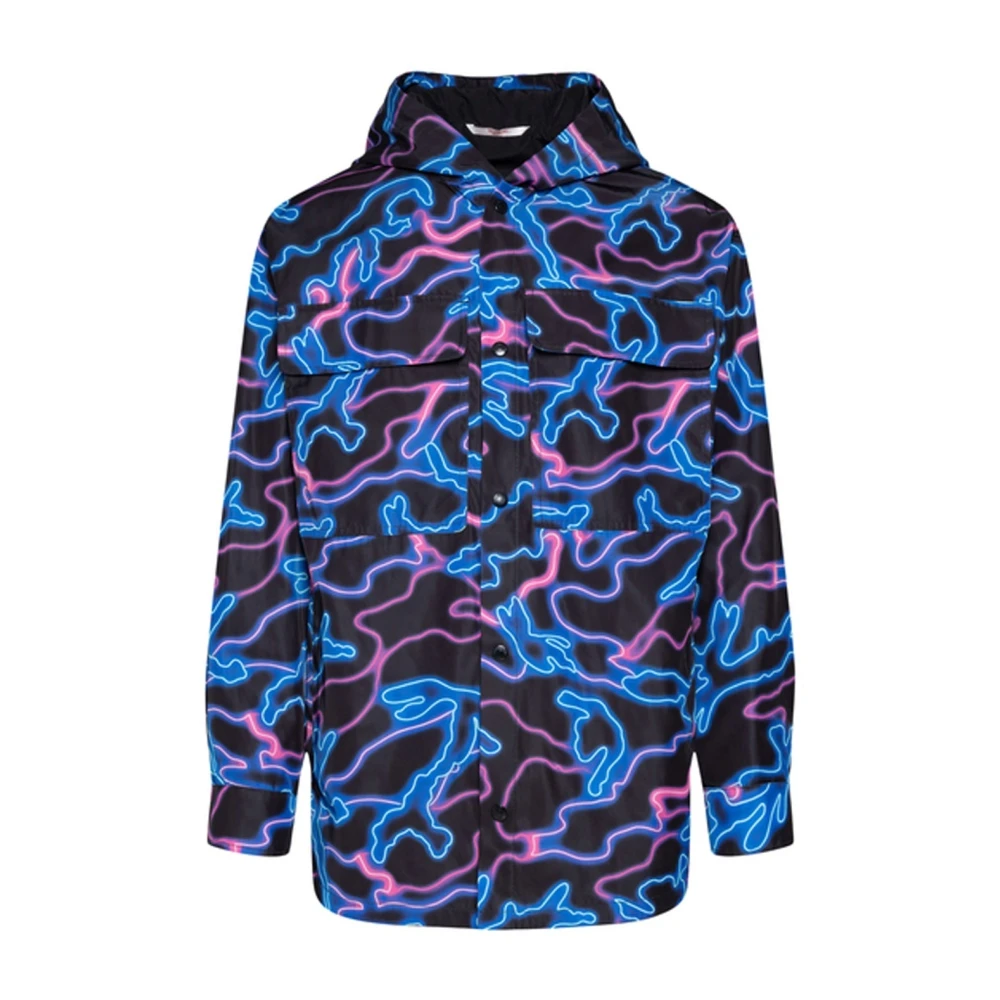 Valentino Gedrukte hoodie met knoopsluiting Blue Heren