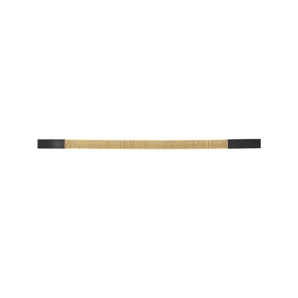 Orciani Zwart Ketting Leren Riem met Pin Sluiting Black Dames