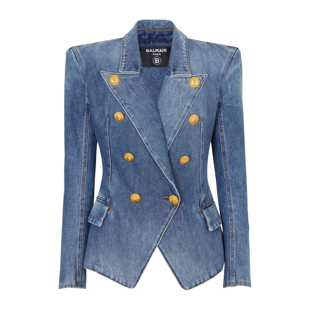 Balmain Denimjack met 8 knopen Blue Dames