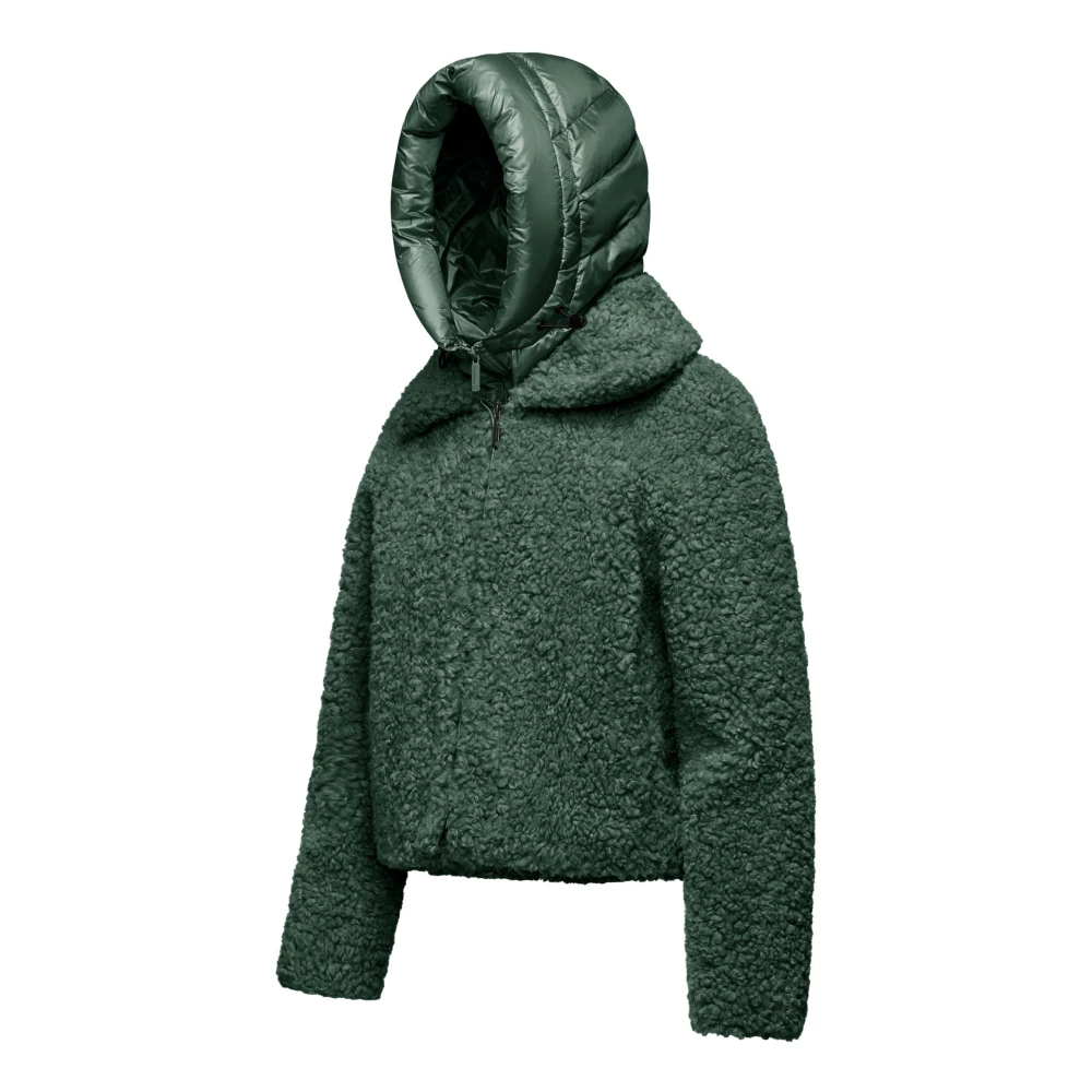 BomBoogie Gekrulde Sherpa Fleece Hoodie Jas Green Dames