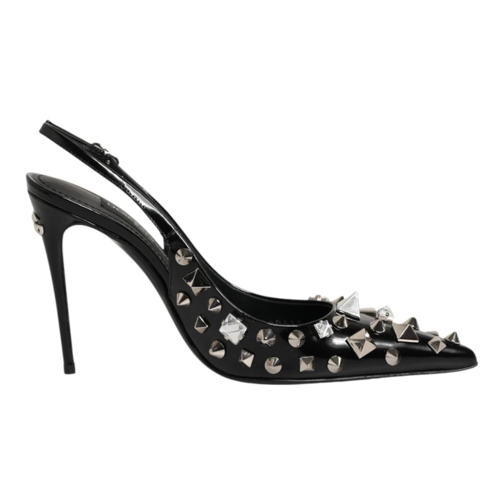 Dolce & Gabbana Vrouw Zwart Schoenen Dames, 36 Eu, Leer, Slingback Hakken