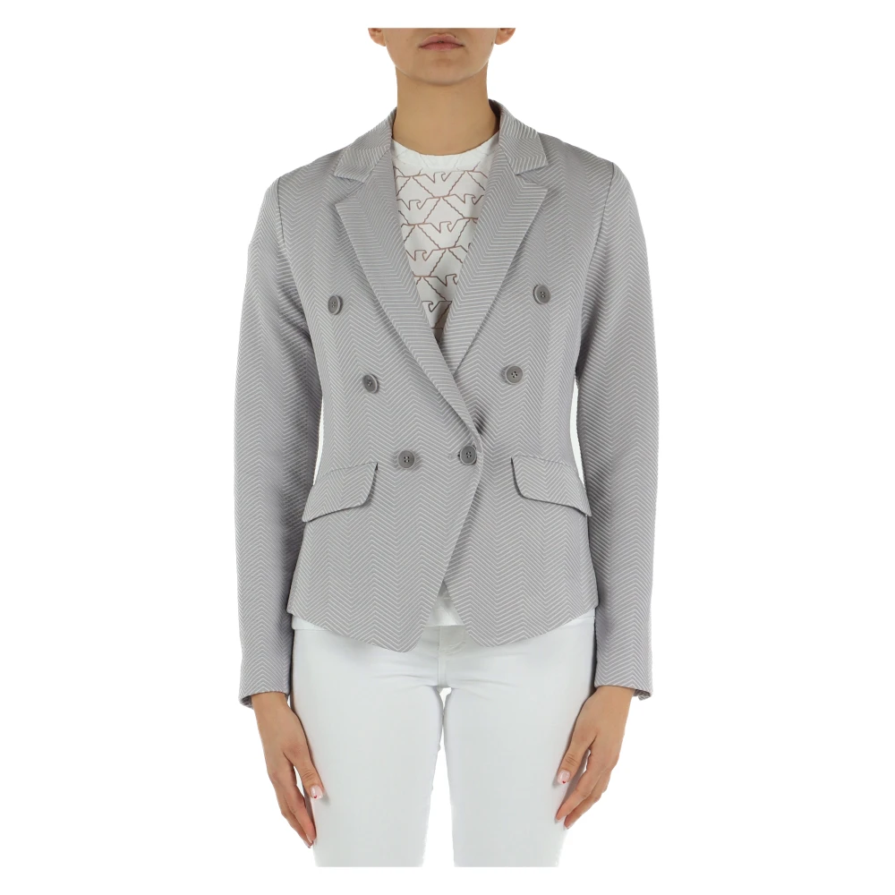 Emporio Armani Dubbelborst Chevron Blazer Gray Dames